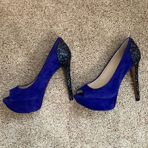 Boutique 9 blue peep toe pumps, size 6.5